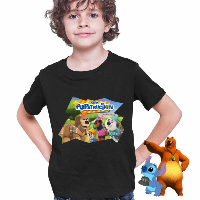 Fashion, accesorii si bijuterii - Copii - Imbracaminte copii - Tricouri copii - Tricou Copii Baieti Pupstruction Team Catelusi Constructori Disney CoolTrend, negru, marime XS Copii - Infinity.ro