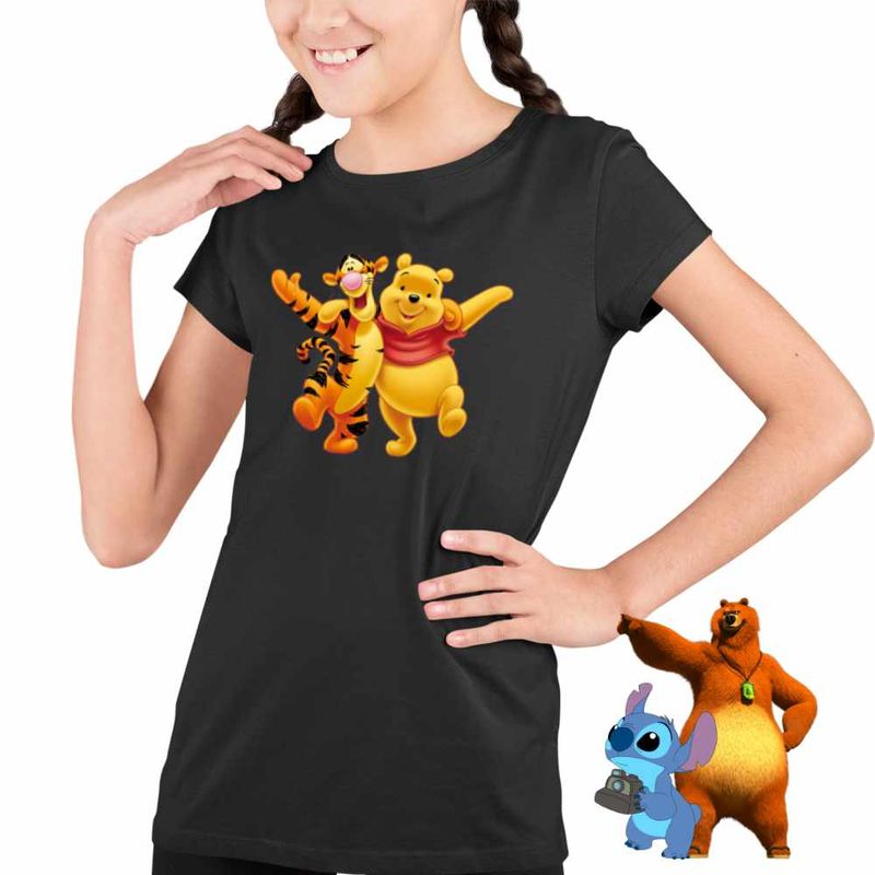Fashion, accesorii si bijuterii - Copii - Imbracaminte copii - Tricouri copii - Tricou Copii Fete Winnie the Pooh Tigger Tigrut CoolTrend, negru, marime XL Copii - Infinity.ro