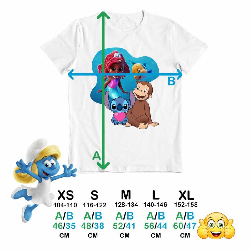 Fashion, accesorii si bijuterii - Copii - Imbracaminte copii - Tricouri copii - Tricou Copii Baieti Curiosul George Ariel Stitch Maimuta Desene CoolTrend, alb, marime XL Copii - Infinity.ro
