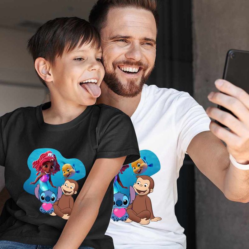 Fashion, accesorii si bijuterii - Copii - Imbracaminte copii - Tricouri copii - Tricou Copii Baieti Curiosul George Ariel Stitch Maimuta Desene CoolTrend, alb, marime XL Copii - Infinity.ro