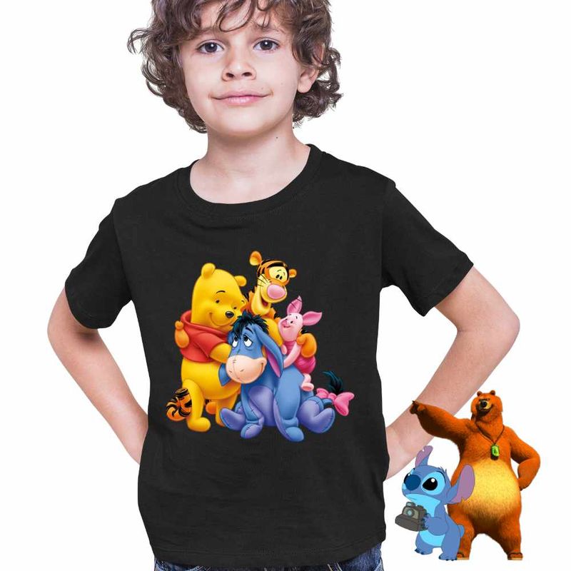 Fashion, accesorii si bijuterii - Copii - Imbracaminte copii - Tricouri copii - Tricou Copii Baieti Ursuletul Winnie the Pooh Familie Puh CoolTrend, negru, marime M Copii - Infinity.ro