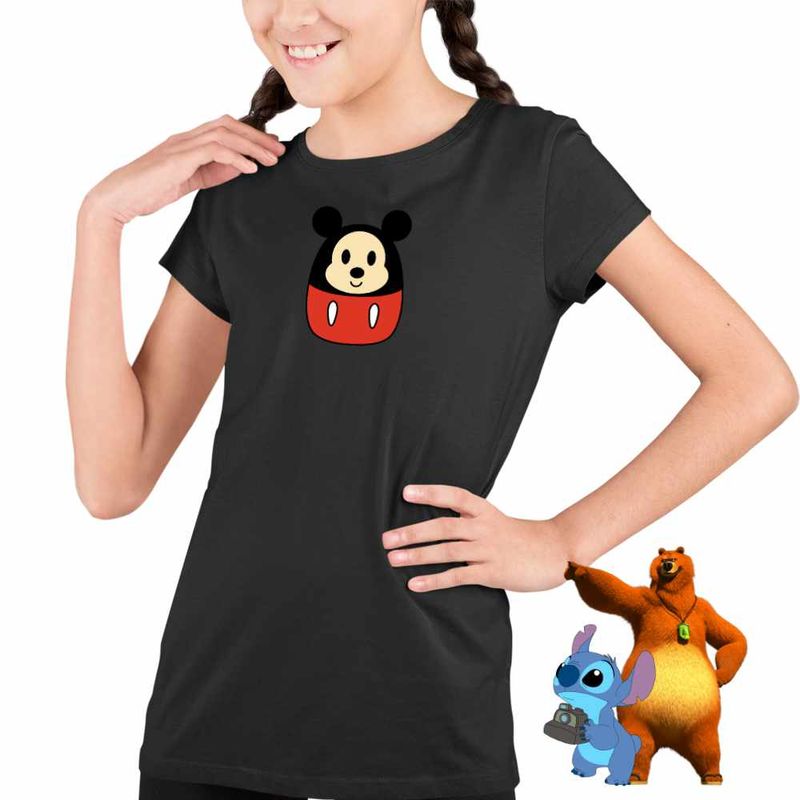 Fashion, accesorii si bijuterii - Copii - Imbracaminte copii - Tricouri copii - Tricou Copii Fete Squishmallows Mickey Mouse CoolTrend, negru, marime XS Copii - Infinity.ro