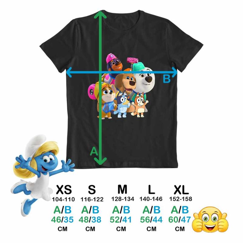 Fashion, accesorii si bijuterii - Copii - Imbracaminte copii - Tricouri copii - Tricou Copii Baieti Pupstruction Bluey Catelusi Constructori Bingo Blue CoolTrend, negru, marime S Copii - Infinity.ro