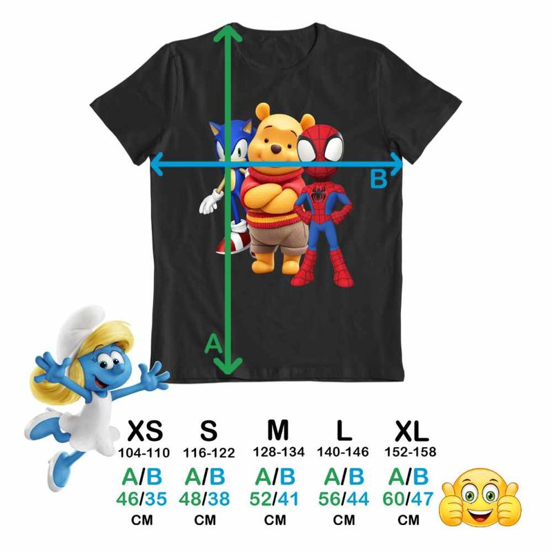Fashion, accesorii si bijuterii - Copii - Imbracaminte copii - Tricouri copii - Tricou Copii Fete Sonic Winnie Spidey Spiderman CoolTrend, negru, marime M Copii - Infinity.ro