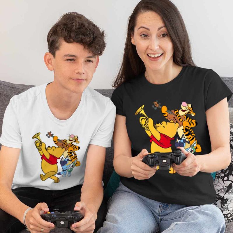 Fashion, accesorii si bijuterii - Copii - Imbracaminte copii - Tricouri copii - Tricou Copii Baieti Winnie the Pooh Bluey Blue Vioara Trompeta CoolTrend, negru, marime M Copii - Infinity.ro