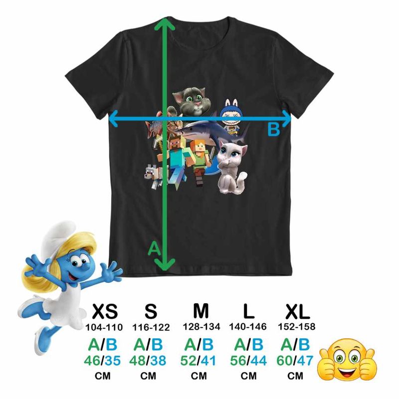 Fashion, accesorii si bijuterii - Copii - Imbracaminte copii - Tricouri copii - Tricou Copii Fete Talking Tom Tralalero Minecraft Labubu Batman CoolTrend, negru, marime L Copii - Infinity.ro