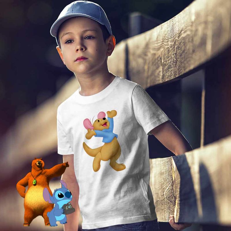Fashion, accesorii si bijuterii - Copii - Imbracaminte copii - Tricouri copii - Tricou Copii Baieti Soricel Roo Ursuletul Winnie the Pooh Puh CoolTrend, alb, marime S Copii - Infinity.ro