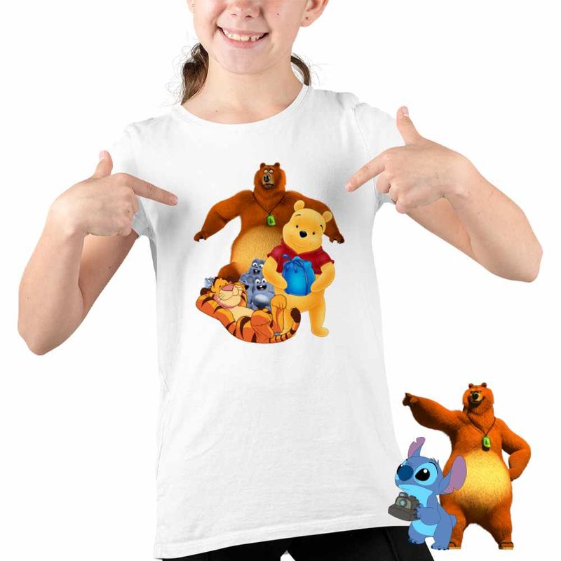 Fashion, accesorii si bijuterii - Copii - Imbracaminte copii - Tricouri copii - Tricou Copii Fete Grizzy Lemingii Winnie the Pooh CoolTrend, alb, marime XS Copii - Infinity.ro