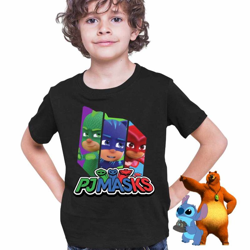 Fashion, accesorii si bijuterii - Copii - Imbracaminte copii - Tricouri copii - Tricou Copii Baieti Eroi in Pijamale PJ Masks Team CoolTrend, negru, marime L Copii - Infinity.ro