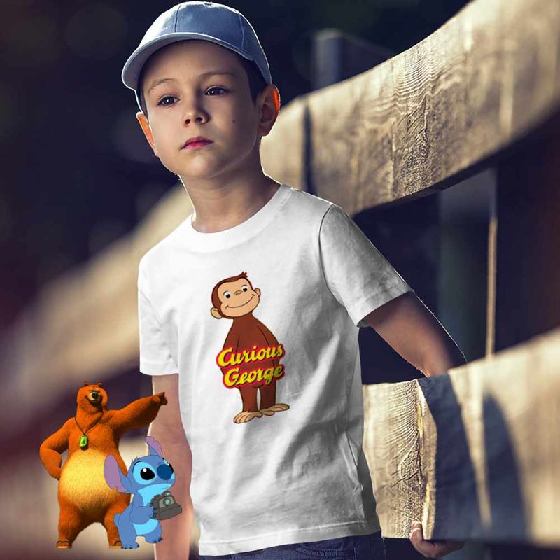 Fashion, accesorii si bijuterii - Copii - Imbracaminte copii - Tricouri copii - Tricou Copii Baieti Curiosul George Maimuta Zoo CoolTrend, alb, marime L Copii - Infinity.ro