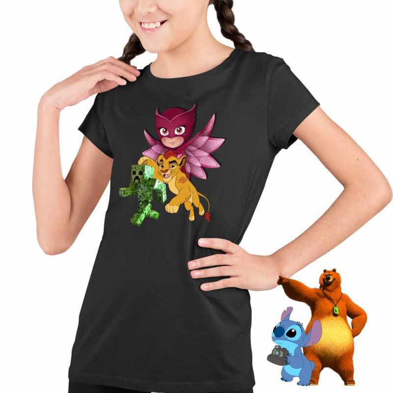 Fashion, accesorii si bijuterii - Copii - Imbracaminte copii - Tricouri copii - Tricou Copii Fete Owlette Creeper Garda Felina Kion CoolTrend, negru, marime M Copii - Infinity.ro