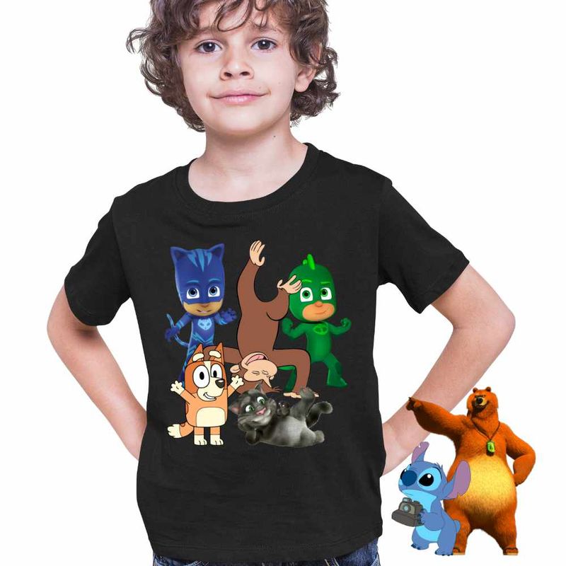 Fashion, accesorii si bijuterii - Copii - Imbracaminte copii - Tricouri copii - Tricou Copii Baieti Curiosul George Eroi Pijama Bingo Tom CoolTrend, negru, marime XL Copii - Infinity.ro