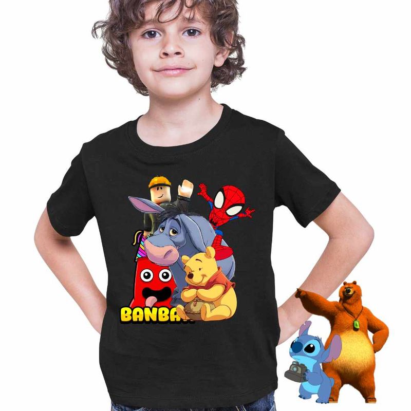 Fashion, accesorii si bijuterii - Copii - Imbracaminte copii - Tricouri copii - Tricou Copii Baieti Banban Paienjenel Winnie Roblox CoolTrend, negru, marime XS Copii - Infinity.ro