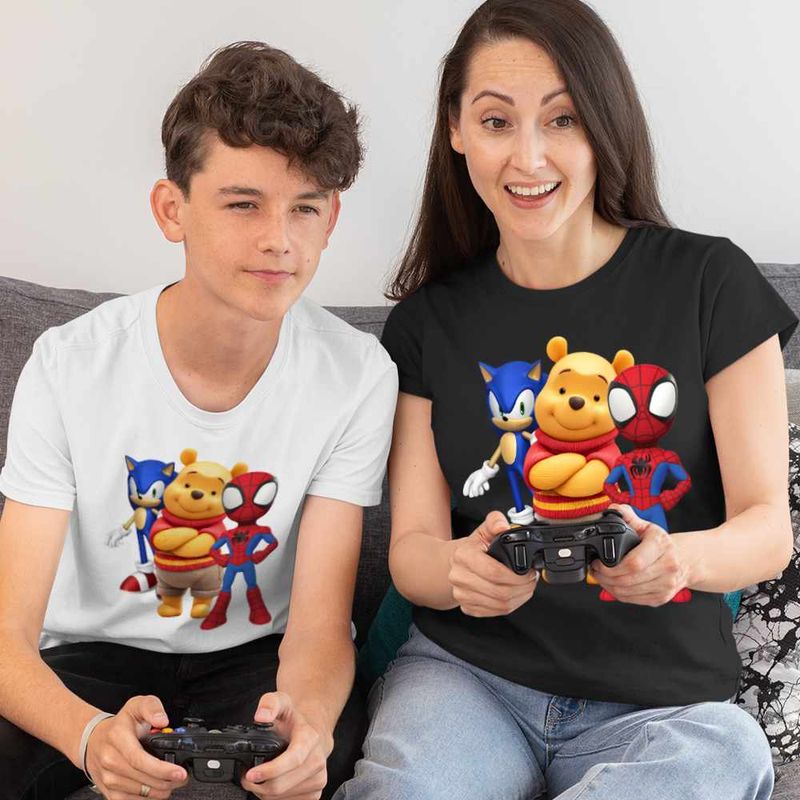 Fashion, accesorii si bijuterii - Copii - Imbracaminte copii - Tricouri copii - Tricou Copii Baieti Sonic Winnie Spidey Spiderman CoolTrend, negru, marime XL Copii - Infinity.ro