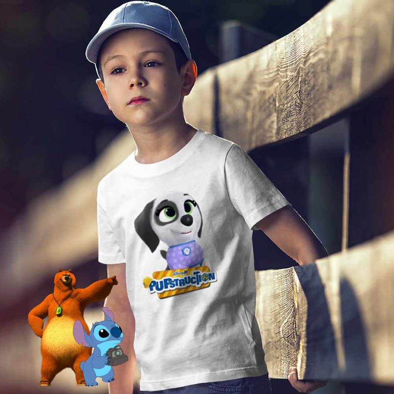 Fashion, accesorii si bijuterii - Copii - Imbracaminte copii - Tricouri copii - Tricou Copii Baieti Pupstruction Bailey Catelusi Constructori CoolTrend, alb, marime XS Copii - Infinity.ro