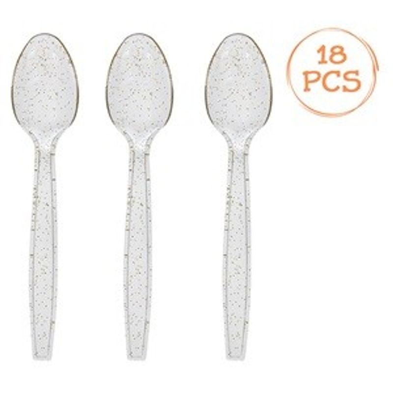 Casa si Gradina - Decoratiuni - Decoratiuni petrecere - Vesela pentru petrecere - Lingurite de Petrecere Reutilizabile cu Glitter Auriu - Infinity.ro