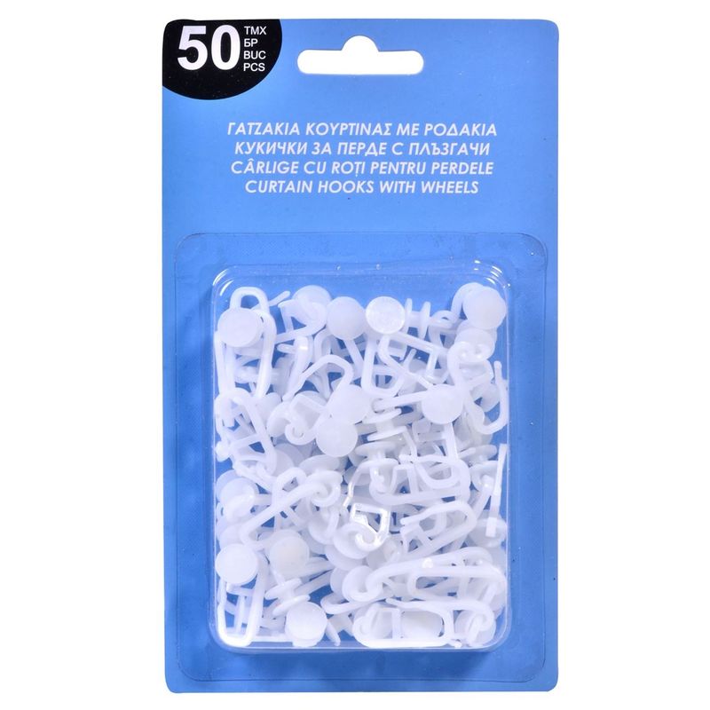 Casa si Gradina - Textile si covoare - Perdele si draperii - Accesorii perdele si draperii - Carlige cu Roti pentru Perdele din Plastic - Set de 50 buc - Infinity.ro