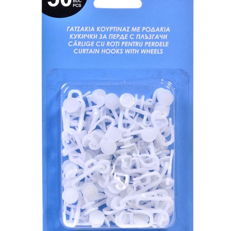 Casa si Gradina - Textile si covoare - Perdele si draperii - Accesorii perdele si draperii - Carlige cu Roti pentru Perdele din Plastic - Set de 50 buc - Infinity.ro