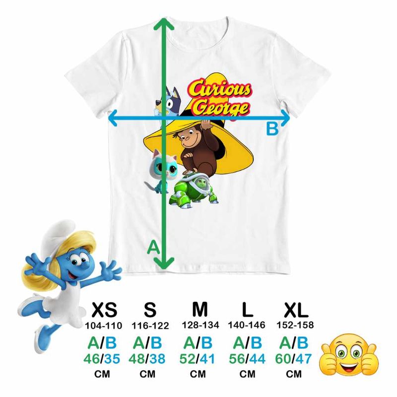 Fashion, accesorii si bijuterii - Copii - Imbracaminte copii - Tricouri copii - Tricou Copii Fete Curiosul George Bluey Super Pisicute Robogobo CoolTrend, alb, marime S Copii - Infinity.ro
