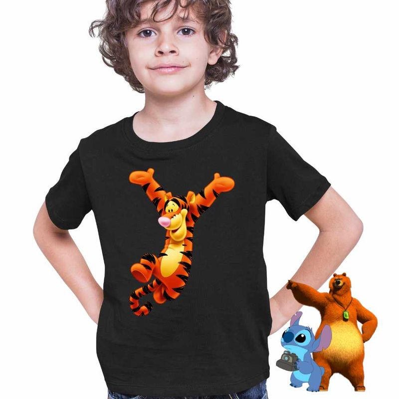Fashion, accesorii si bijuterii - Copii - Imbracaminte copii - Tricouri copii - Tricou Copii Baieti Tigrul Tigger Ursuletul Winnie the Pooh Puh CoolTrend, negru, marime L Copii - Infinity.ro
