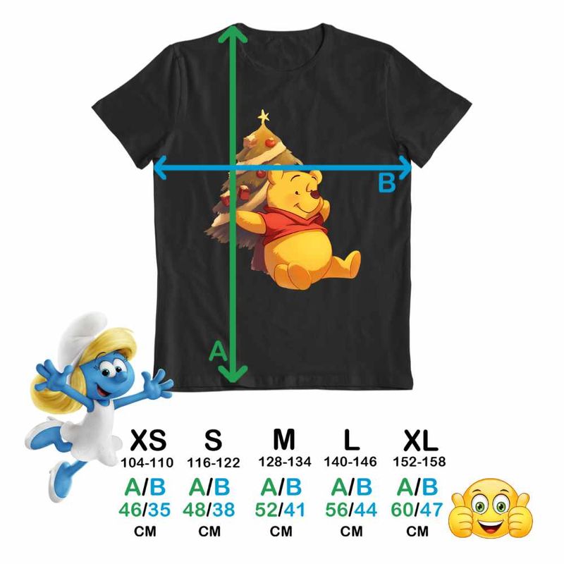 Fashion, accesorii si bijuterii - Copii - Imbracaminte copii - Tricouri copii - Tricou Copii Fete Winnie the Pooh Craciun Puh Sarbatori CoolTrend, negru, marime M Copii - Infinity.ro