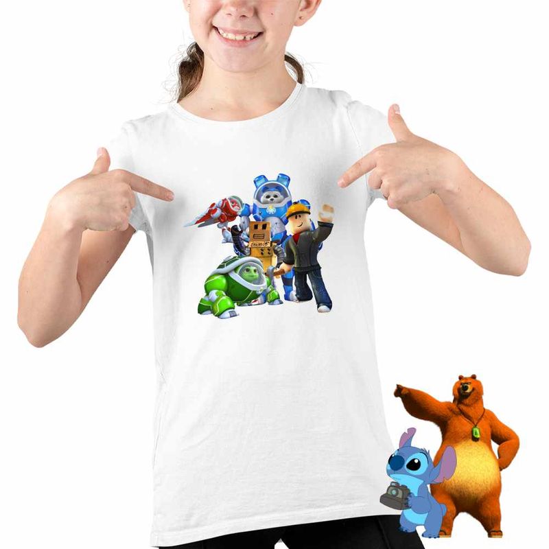 Fashion, accesorii si bijuterii - Copii - Imbracaminte copii - Tricouri copii - Tricou Copii Fete Robogobo Roblox Gamer CoolTrend, alb, marime S Copii - Infinity.ro