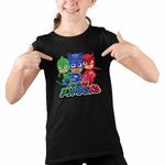Fashion, accesorii si bijuterii - Copii - Imbracaminte copii - Tricouri copii - Tricou Copii Fete Pj Masks Eroi Pijamale Crew CoolTrend, negru, marime S Copii - Infinity.ro