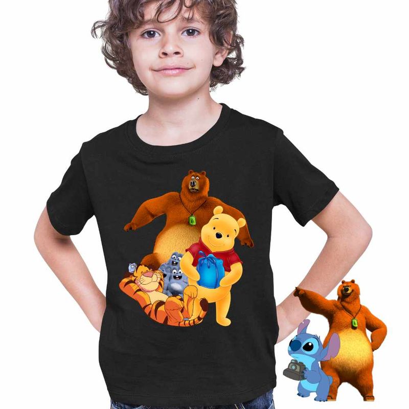 Fashion, accesorii si bijuterii - Copii - Imbracaminte copii - Tricouri copii - Tricou Copii Baieti Grizzy Lemingii Winnie the Pooh CoolTrend, negru, marime L Copii - Infinity.ro