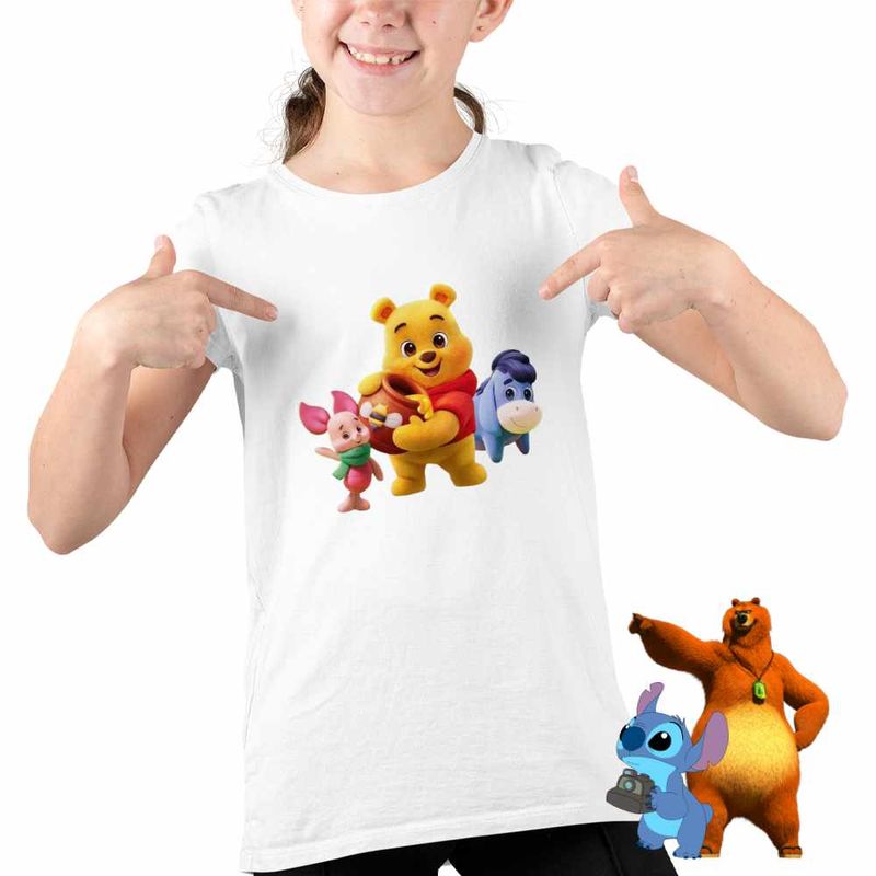 Fashion, accesorii si bijuterii - Copii - Imbracaminte copii - Tricouri copii - Tricou Copii Fete Winnie the Pooh Puh Copilarie Desene Animate CoolTrend, alb, marime L Copii - Infinity.ro