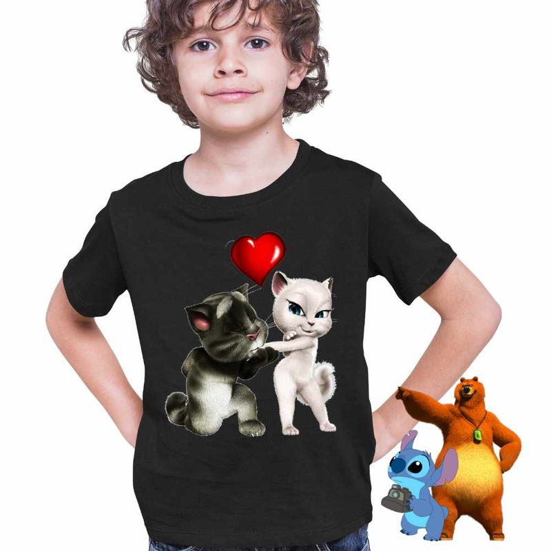 Fashion, accesorii si bijuterii - Copii - Imbracaminte copii - Tricouri copii - Tricou Copii Baieti Talking Tom Angela Love CoolTrend, negru, marime S Copii - Infinity.ro