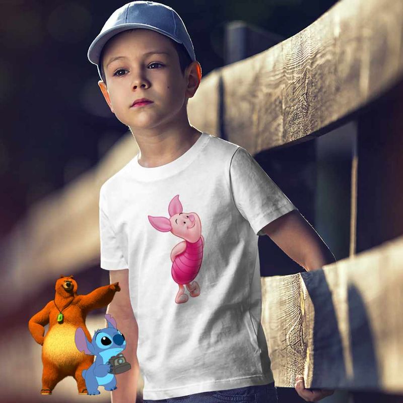 Fashion, accesorii si bijuterii - Copii - Imbracaminte copii - Tricouri copii - Tricou Copii Baieti Purcelusul Piglet Ursuletul Winnie the Pooh Puh CoolTrend, alb, marime XL Copii - Infinity.ro