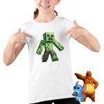 Fashion, accesorii si bijuterii - Copii - Imbracaminte copii - Tricouri copii - Tricou Copii Fete Creeper Vagabond Minecraft CoolTrend, alb, marime M Copii - Infinity.ro