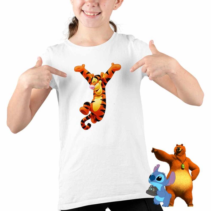 Fashion, accesorii si bijuterii - Copii - Imbracaminte copii - Tricouri copii - Tricou Copii Fete Tigrul Tigger Ursuletul Winnie the Pooh Puh CoolTrend, alb, marime XS Copii - Infinity.ro