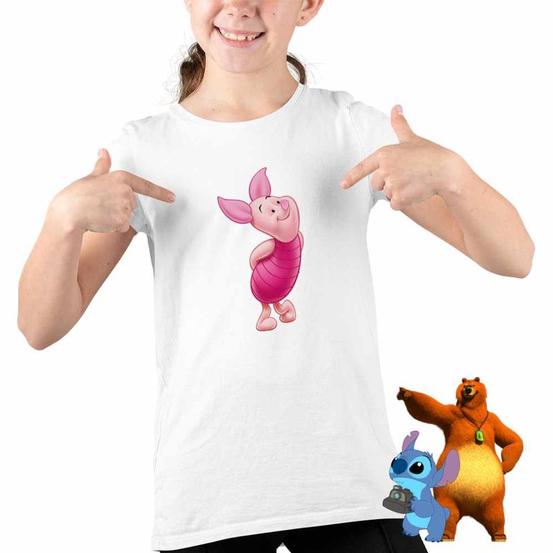 Fashion, accesorii si bijuterii - Copii - Imbracaminte copii - Tricouri copii - Tricou Copii Fete Purcelusul Piglet Ursuletul Winnie the Pooh Puh CoolTrend, alb, marime S Copii - Infinity.ro
