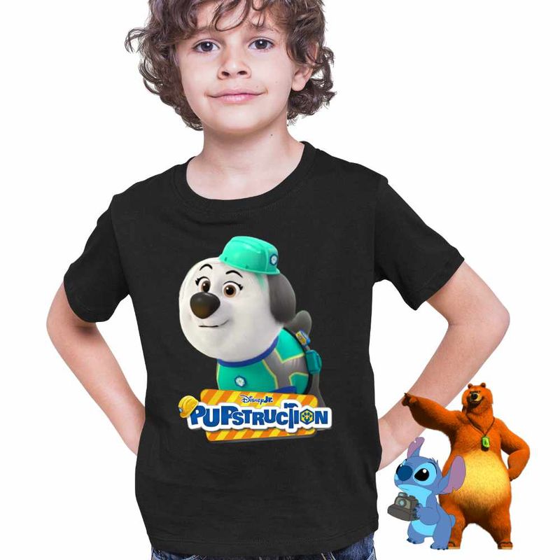 Fashion, accesorii si bijuterii - Copii - Imbracaminte copii - Tricouri copii - Tricou Copii Baieti Pupstruction Luna Catelusi Constructori Meseriasi CoolTrend, negru, marime S Copii - Infinity.ro