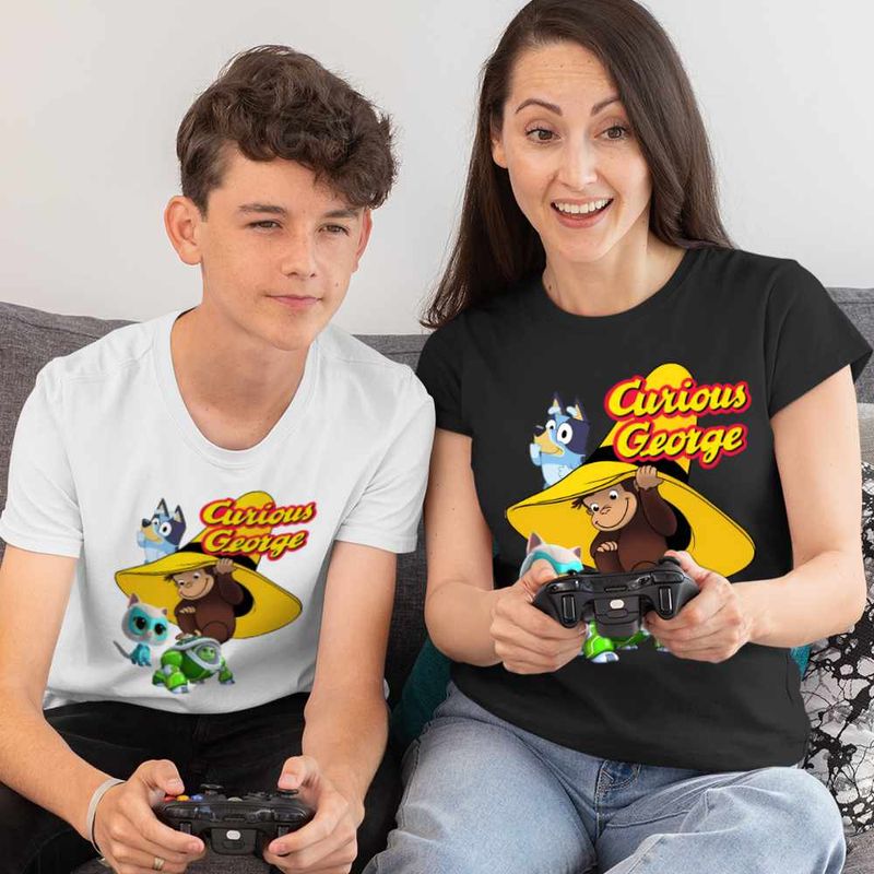 Fashion, accesorii si bijuterii - Copii - Imbracaminte copii - Tricouri copii - Tricou Copii Baieti Curiosul George Bluey Super Pisicute Robogobo CoolTrend, negru, marime S Copii - Infinity.ro