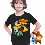 Fashion, accesorii si bijuterii - Copii - Imbracaminte copii - Tricouri copii - Tricou Copii Baieti Curiosul George Bluey Super Pisicute Robogobo CoolTrend, negru, marime S Copii - Infinity.ro