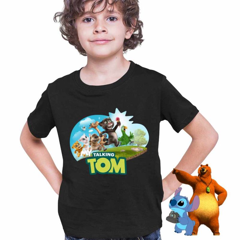 Fashion, accesorii si bijuterii - Copii - Imbracaminte copii - Tricouri copii - Tricou Copii Baieti My Talking Tom All Team CoolTrend, negru, marime S Copii - Infinity.ro