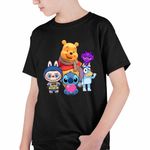 Fashion, accesorii si bijuterii - Copii - Imbracaminte copii - Tricouri copii - Tricou Copii Baieti Winnie Labubu Stitch Bluey Sprunki Batman CoolTrend, negru, marime XS Copii - Infinity.ro
