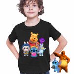 Fashion, accesorii si bijuterii - Copii - Imbracaminte copii - Tricouri copii - Tricou Copii Baieti Winnie Labubu Stitch Bluey Sprunki Batman CoolTrend, negru, marime XS Copii - Infinity.ro