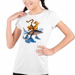 Fashion, accesorii si bijuterii - Copii - Imbracaminte copii - Tricouri copii - Tricou Copii Fete Tigger Tralalero Tralala Stitch Tigru Rechin CoolTrend, alb, marime XS Copii - Infinity.ro