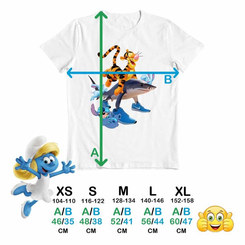 Fashion, accesorii si bijuterii - Copii - Imbracaminte copii - Tricouri copii - Tricou Copii Fete Tigger Tralalero Tralala Stitch Tigru Rechin CoolTrend, alb, marime XS Copii - Infinity.ro