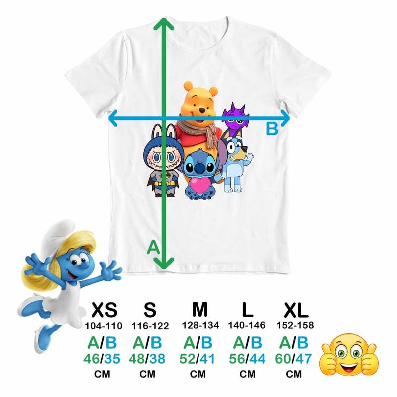 Fashion, accesorii si bijuterii - Copii - Imbracaminte copii - Tricouri copii - Tricou Copii Fete Winnie Labubu Stitch Bluey Sprunki Batman CoolTrend, alb, marime S Copii - Infinity.ro