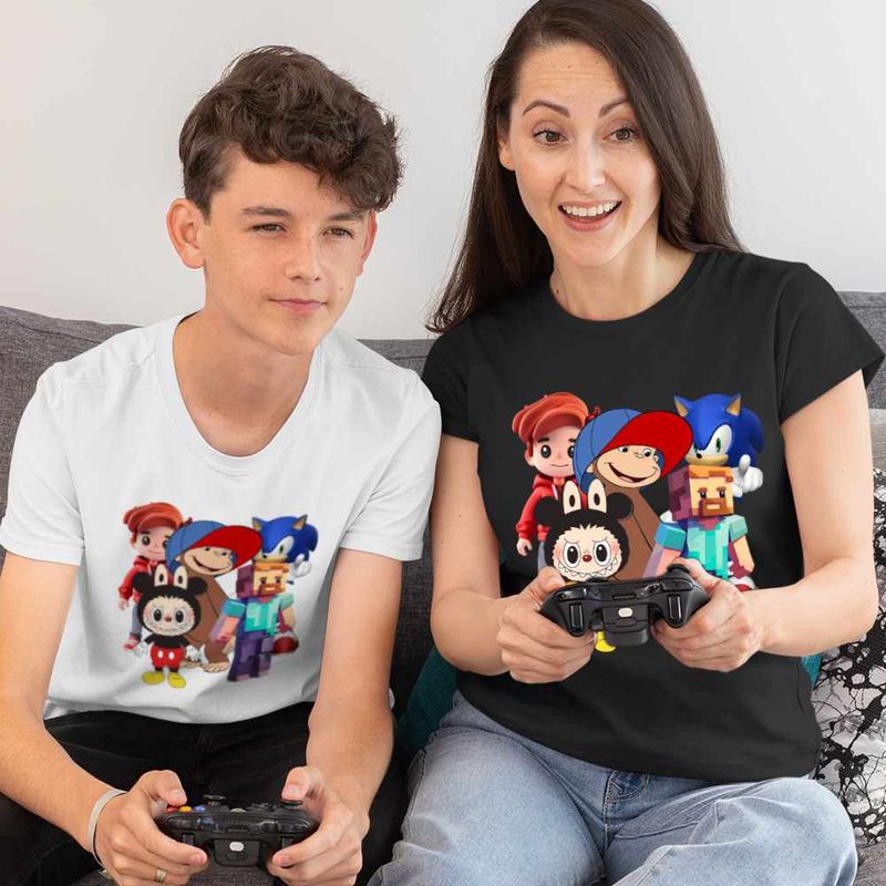 Fashion, accesorii si bijuterii - Copii - Imbracaminte copii - Tricouri copii - Tricou Copii Baieti Maimuta George Roblox Labubu Sonic CoolTrend, negru, marime XS Copii - Infinity.ro