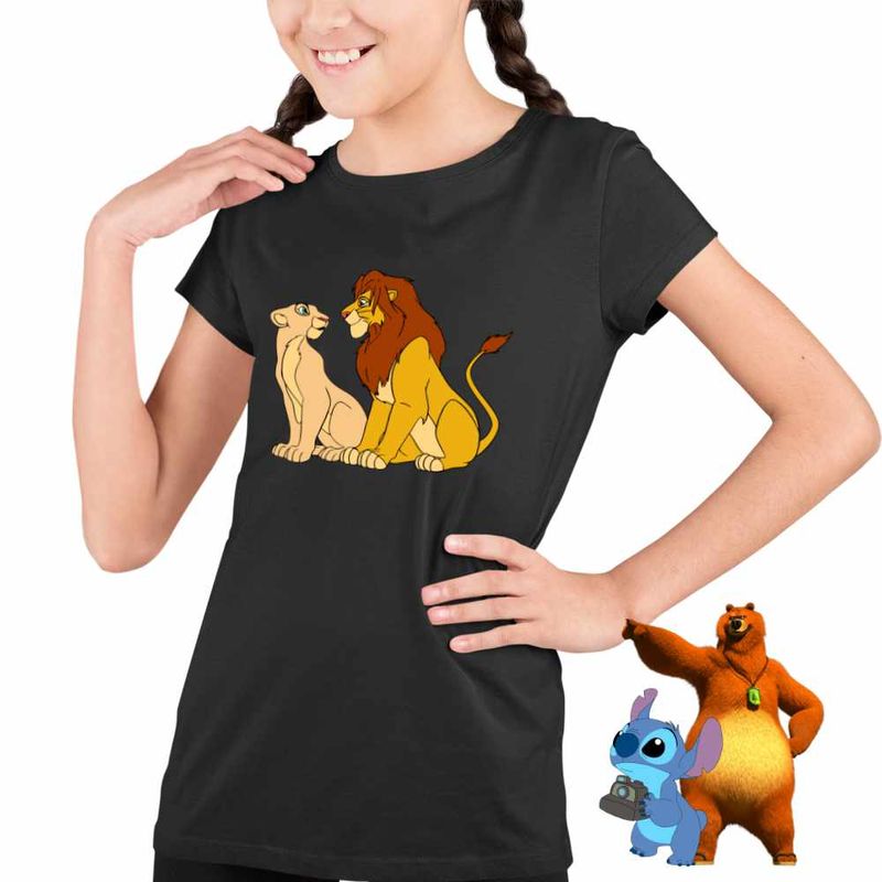 Fashion, accesorii si bijuterii - Copii - Imbracaminte copii - Tricouri copii - Tricou Copii Fete Mufasa Sarabi Lion King CoolTrend, negru, marime M Copii - Infinity.ro