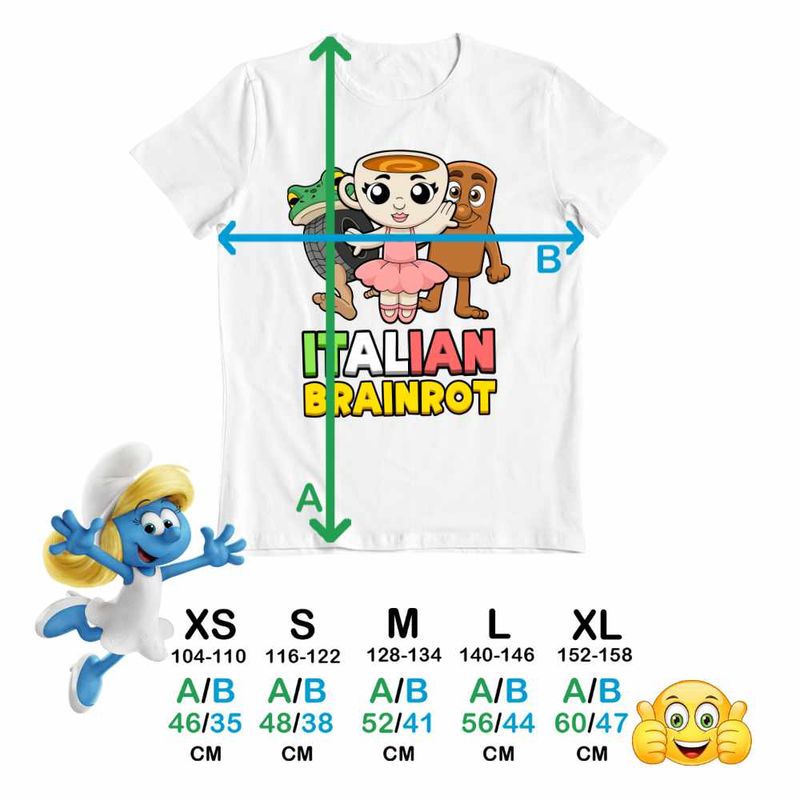 Fashion, accesorii si bijuterii - Copii - Imbracaminte copii - Tricouri copii - Tricou Copii Baieti Italian Ballerina Tung Boneca Brainrot Brain Rot CoolTrend, alb, marime XS Copii - Infinity.ro