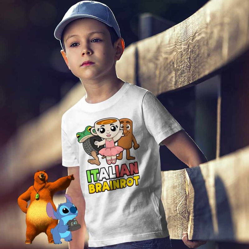 Fashion, accesorii si bijuterii - Copii - Imbracaminte copii - Tricouri copii - Tricou Copii Baieti Italian Ballerina Tung Boneca Brainrot Brain Rot CoolTrend, alb, marime XS Copii - Infinity.ro