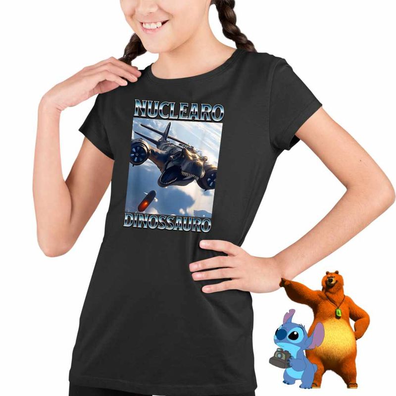 Fashion, accesorii si bijuterii - Copii - Imbracaminte copii - Tricouri copii - Tricou Copii Fete Nuclearo Dinossauro Italian Meme Brainrot Brain Rot CoolTrend, negru, marime S Copii - Infinity.ro
