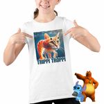 Fashion, accesorii si bijuterii - Copii - Imbracaminte copii - Tricouri copii - Tricou Copii Fete Trippi Troppi  Italian Meme Brainrot Brain Rot CoolTrend, alb, marime XL Copii - Infinity.ro