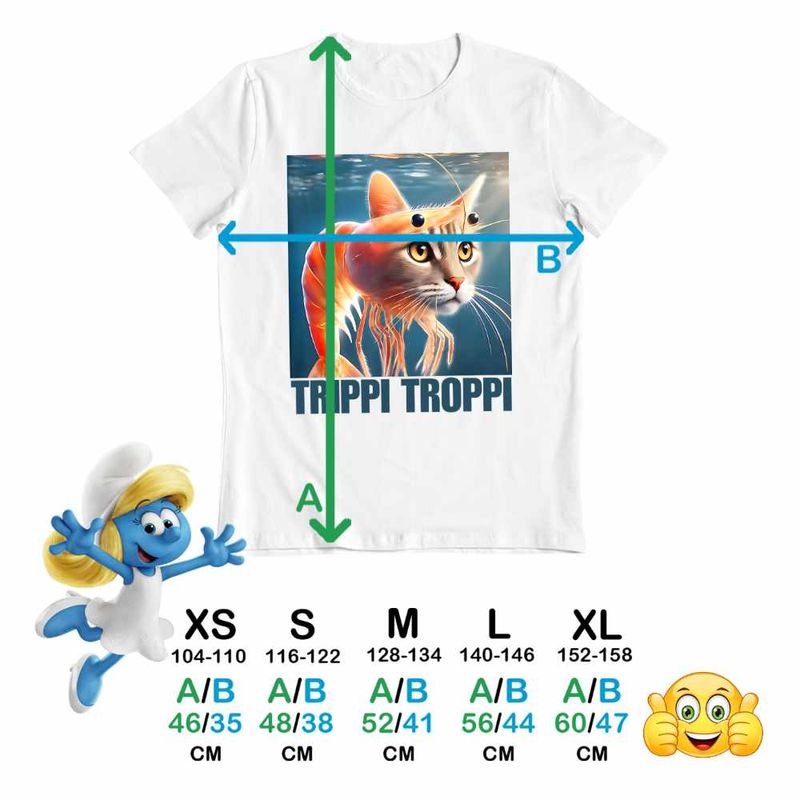 Fashion, accesorii si bijuterii - Copii - Imbracaminte copii - Tricouri copii - Tricou Copii Fete Trippi Troppi  Italian Meme Brainrot Brain Rot CoolTrend, alb, marime XL Copii - Infinity.ro
